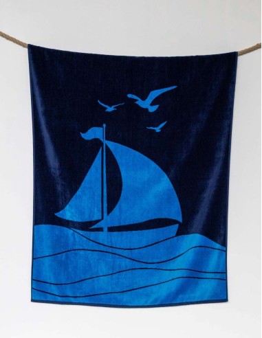 OLI-OLV4060-OLIMA „SAILING BOAT YD VELOUR BEACH TOWEL